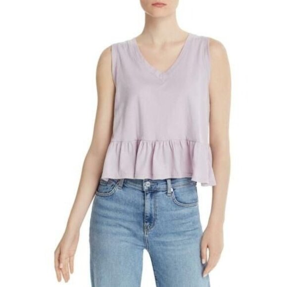 COMUNE V-Neck Peplum Tank Purple - Picture 1 of 5